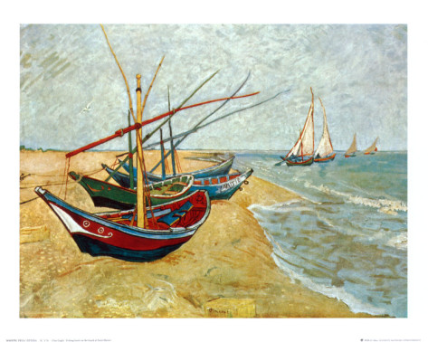 Fishing Boats on the Beach at Saints-Maries - Van Gogh Painting On Canvas